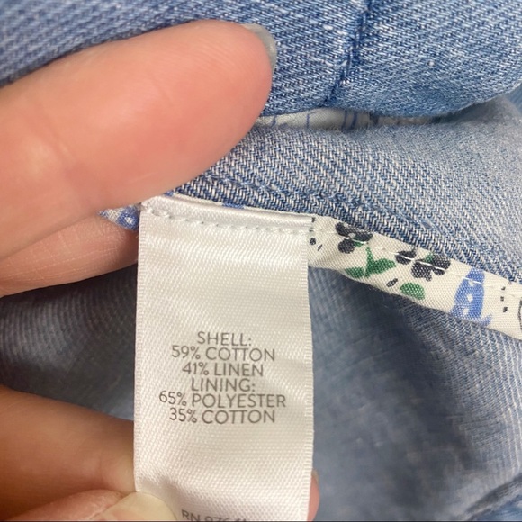 J. JILL Denim Cotton Linen 2-Button Blazer Shacket Jacket XS Contrast cuffs - Picture 12 of 14